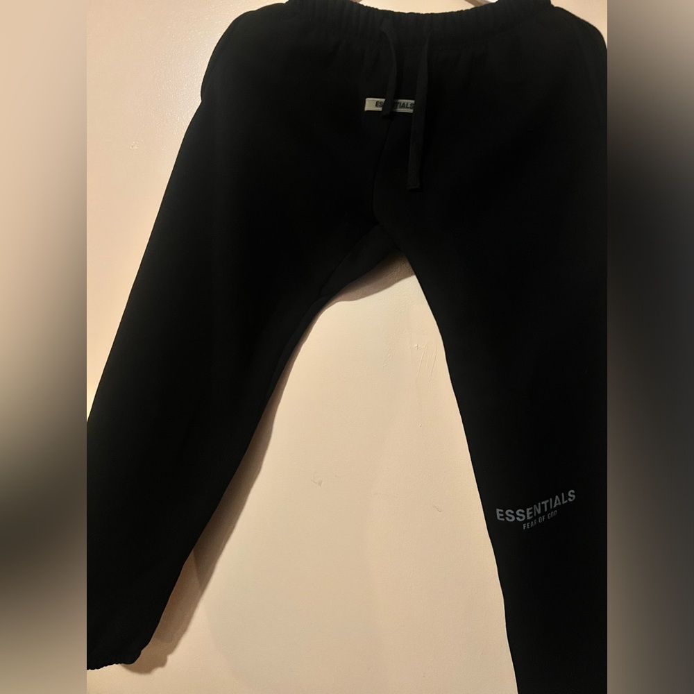 Fear of God Essentials black women’s sweatpants joggers small fitted street fog - Picture 3 of 5